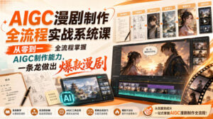 AIGC漫剧制作全流程实战系统课,从零到一全流程掌握AIGC制作能力,一条龙做出爆款漫剧-网赚资源网
