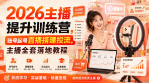 2026主播提升训练营,账号起号直播搭建投流,主播全套落地教程-网赚资源网