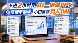 下班2小时用AI一键做PPT，免费接单渠道，小白直接月入1W【揭秘】-网赚资源网