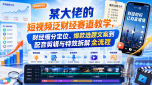 某大佬的短视频泛财经赛道教学,财经细分定位、爆款选题文案到配音剪辑与特效拆解全流程-网赚资源网