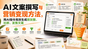 AI文案撰写与营销变现方法,用AI指令高效生成朋友圈、社群、发售文案-网赚资源网