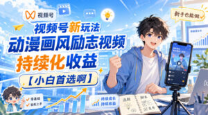 视频号新玩法动漫画风励志视频,持续化收益【小白首选啊】-网赚资源网
