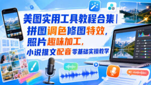 美图实用工具教程合集|拼图调色修图特效,照片趣味加工,小说推文配音零基础实操教学-网赚资源网