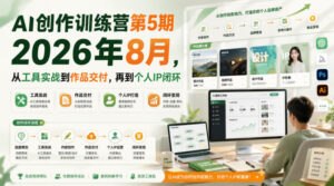 AI创作训练营第5期2026年8月,从工具实战到作品交付,再到个人IP闭环-网赚资源网