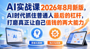AI实战课2026年8月新版,AI时代抓住普通人最后的杠杆,打磨真正让自己值钱的两大能力-网赚资源网