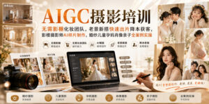 AIGC摄影培训|无需影棚化妆团队,老景新搭快速出片降本获客,影楼摄影师AI样片制作,婚纱儿童孕妈肖像亲子全案例实操-网赚资源网