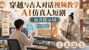 穿越与古人对话视频教学,AI仿真人短剧,包含提示词-网赚资源网