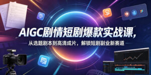 AIGC剧情短剧爆款实战课,从选题剧本到高清成片,解锁短剧副业新赛道(更新0906)-网赚资源网