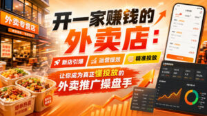 开一家賺钱的外卖店:新店引爆·运营提效·精准投放,让你成为真正懂投放的外卖推广操盘手-网赚资源网