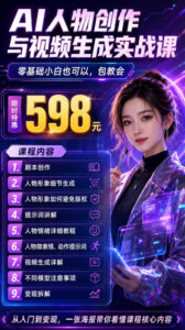 抖音5W粉丝博主的AI真人日系女孩制作教学,AI人物创作与视频生成实战课,新手也能快速起号涨粉变现-网赚资源网