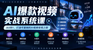 AI爆款视频实战系统课|赛道定位、爆款选题、AI成片、流量运营、数据复盘、多维变现全链路教学-网赚资源网
