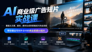 AI商业级广告短片实战课,覆盖从文案、脚本、素材生成到剪辑成片的全流程,帮你做出可对外交付的商业质感AI短片-网赚资源网