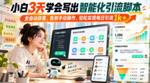 小白3天学会写出智能化引流脚本,全自动获客,告别手动操作,轻松实现每日引流1k+-网赚资源网