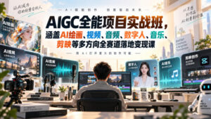 AIGC全能项目实战班-无水印,涵盖AI绘画、视频、音频、数字人、音乐、剪映等多方向全赛道落地变现课(更新)-网赚资源网