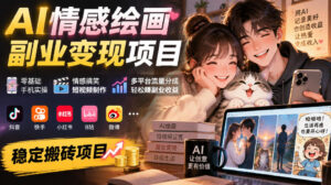 AI情感绘画副业变现项目|零基础手机实操,情感搞笑短视频制作,多平台流量分成轻松賺副业收益-网赚资源网
