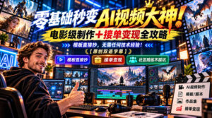 零基础秒变AI视频大神!电影级制作+接单变现全攻略,模板直接抄,无需任何技术经验!【原创双语字幕】-网赚资源网