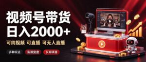 通过视频号带货日入2k+,可纯视频可直播可无人直播,多种玩法,长期项目【揭秘】-网赚资源网