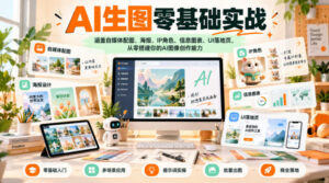 AI生图零基础实战,涵盖自媒体配图、海报、IP角色、信息图表、UI落地页,从零搭建你的AI图像创作能力-网赚资源网