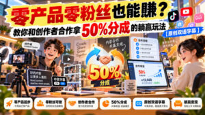 【无水印】零产品零粉丝也能賺?教你和创作者合作拿50%分成的躺赢玩法【原创双语字幕】-网赚资源网