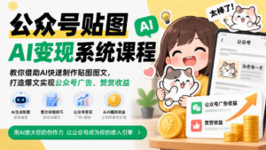 公众号贴图AI变现系统课程|教你借助AI快速制作贴图图文,打造爆文实现公众号广告、赞赏收益-网赚资源网