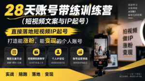 28天账号带练训练营(短视频文案与IP起号),直接落地短视频IP起号,打造能涨粉、能变现的个人账号-网赚资源网