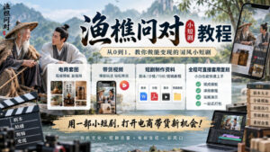 渔樵问对小短剧教程，包含电商套图、带货视频，短剧制作资料，全程可直接套用复刻-网赚资源网
