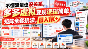 不懂流量也没关系，多多虚拟变现逻辑简单，矩阵全套玩法，日入1K+【揭秘】-网赚资源网