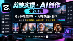 剪映实操+AI创作全攻略|几十种爆款特效+AI爆款短片制作,一站式搞定账号搭建、内容运营、涨粉与变现-网赚资源网