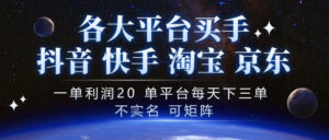 抖音买手项目,一单利润20左右,单号每天下三单,可矩阵,稳定适合长期副业【揭秘】-网赚资源网