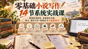 零基础小说写作14节系统实战课,搭建故事框架,积累创作灵感,网文、剧本写作+投稿出书全链路教学-网赚资源网
