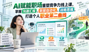 AI赋能职场重塑竞争力线上课，掌握沟通汇报、数据自动化、战略思维，打造个人职业第二曲线-网赚资源网