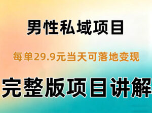 男性私域项目每单29.9,当天就能落地变现【不是S粉项目】详细拆解-网赚资源网