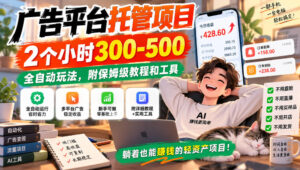 广告平台托管项目，2个小时300-500，全自动玩法，附保姆级教程和工具【揭秘】-网赚资源网