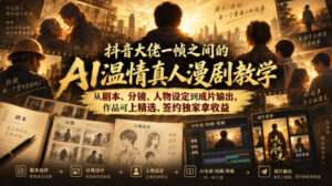 抖音大佬一帧之间的AI温情真人漫剧教学，从剧本、分镜、人物设定到成片输出，作品可上精选、签约独家拿收益-网赚资源网