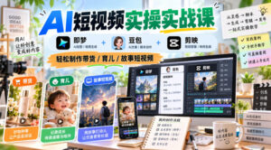 AI短视频实操实战课,即梦+豆包+剪映,轻松制作带货/育儿/故事短视频-网赚资源网