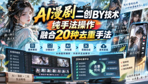 AI漫剧二创搬运技术,纯手法操作,融合20种去重手法-网赚资源网