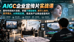 AIGC企业宣传片实战课，重构传统制片流程，掌握大模型编导、数字人制作、美学镜头、AI特效后期，低成本产出商业级宣传片-网赚资源网