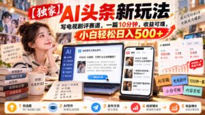 【独家】AI头条新玩法,写电视剧评赛道,一篇10分钟,收益可观,小白轻松日入500+-网赚资源网