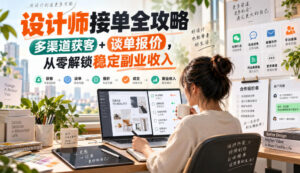 设计师接单全攻略-无水印，多渠道获客+谈单报价，从零解锁稳定副业收入-网赚资源网