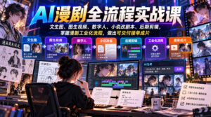 AI漫剧全流程实战课,文生图、图生视频、数字人、小说改剧本、后期剪辑,掌握漫剧工业化流程,做出可交付接单成片-网赚资源网