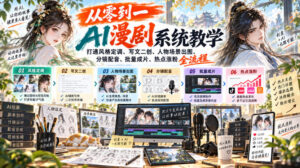 从零到一AI漫剧系统教学，打通风格定调、写文二创、人物场景出图、分镜配音、批量成片、热点涨粉全流程-网赚资源网