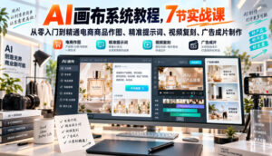 AI画布系统教程,7节实战课从零入门到精通电商商品作图、精准提示词、视频复刻、广告成片制作-网赚资源网