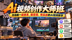 Ai视频创作大师班,市场唯一成体系、能变现、有实战的AI视频教学(更新2026)-网赚资源网
