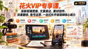 花火VIP专享课,深耕剪辑思维、文案表达、素材创作、流量翻倍、账号运营,一站式补齐短视频核心能力-网赚资源网