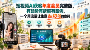 短视频AI获客年度会员完整版,有趋势有拆解有案例,一个用流量让生意翻10倍的案例-网赚资源网