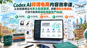 Codex AI跨境电商内容效率课,从零搭建商品与本土化信息库,拆解爆款出单逻辑,打造可复用自动化内容生产Skill-网赚资源网