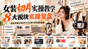 女装切片实操教学,8大模块实操复盘,系统掌握女装切片从0到1的完整链路-网赚资源网
