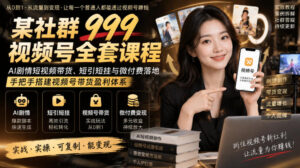 某社群999视频号全套课程，AI剧情短视频带货、短引短挂与微付费落地，手把手搭建视频号带货盈利体系-网赚资源网