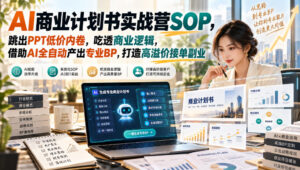 【无水印】AI商业计划书实战营SOP，跳出PPT低价内卷，吃透商业逻辑，借助AI全自动产出专业BP，打造高溢价接单副业-网赚资源网