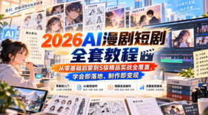 【无水印】2026AI漫剧短剧全套教程，从零基础启蒙到S级精品实战全覆盖，学会即落地、制作即变现-网赚资源网